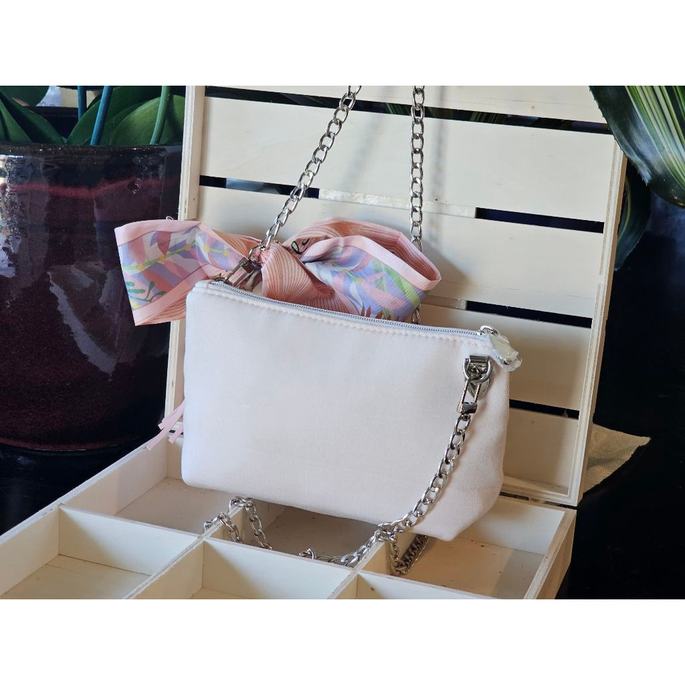 Dior White Crossbody Bag with Pink Scarf Accent - Picture 10 of 15